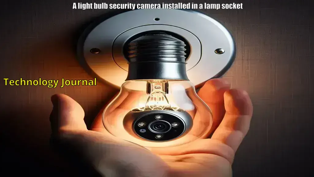 A light bulb security camera installed in a lamp socket